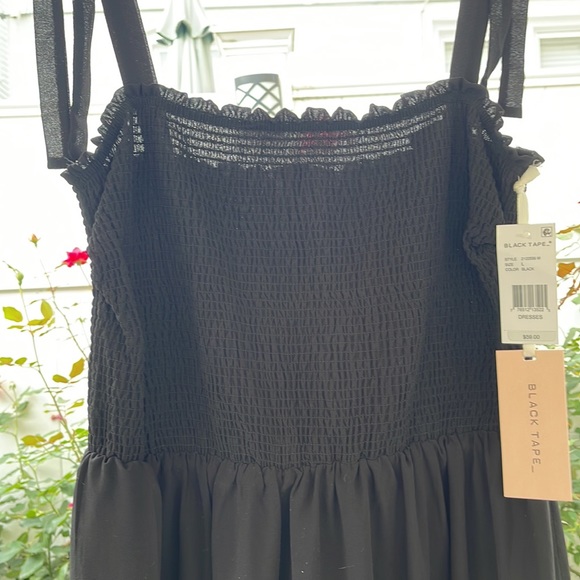 Black Tape_ Women's Tied-Strap Black Smocked Maxi Dress - Large - Picture 3 of 15
